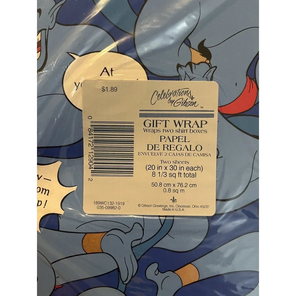 Vintage Celebration By Gibson Gift Wrap‎ Aladdin Genie Wrapping Paper Lot Of 11